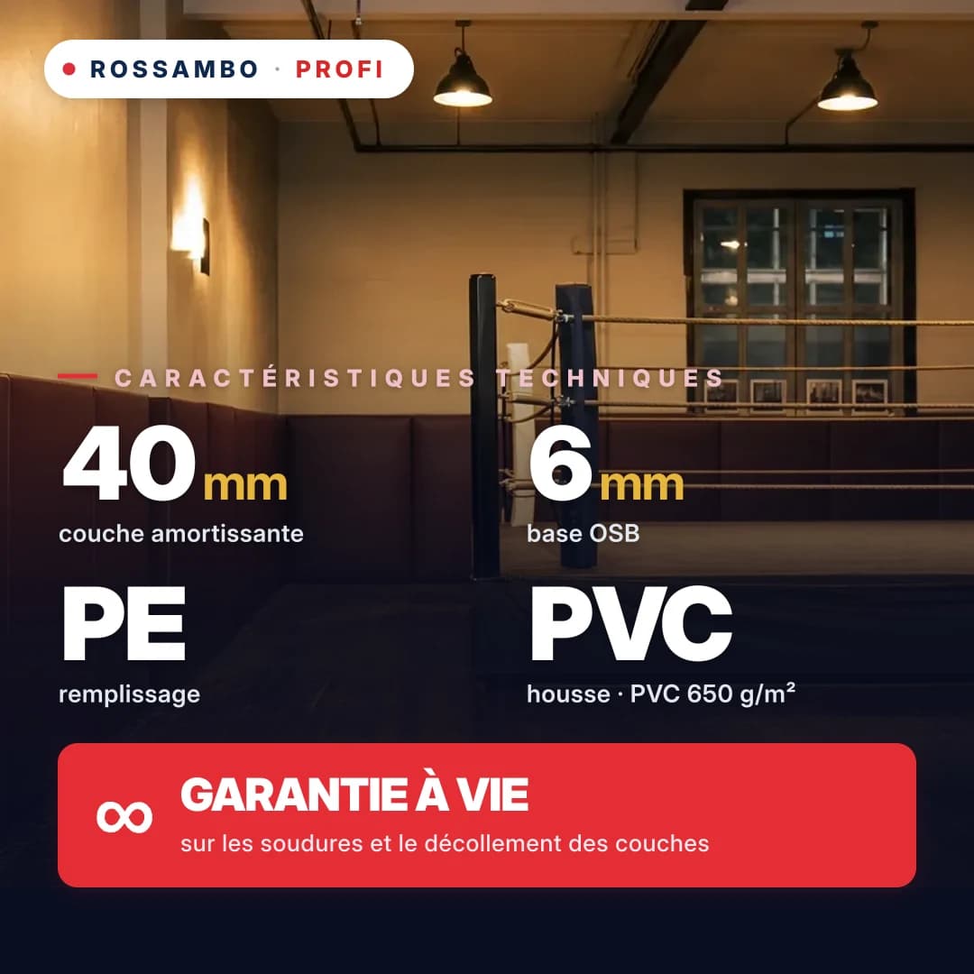 Protection murale PROFI perforée, OSB 6 mm + tapis en mousse PE + bâche PVC 650 g/m², 40 mm