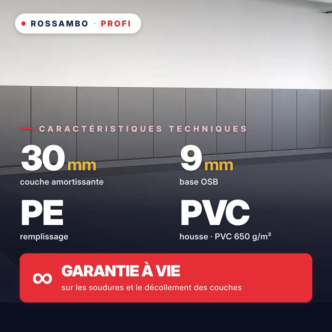 Protection murale PROFI, solution prête à l'emploi, OSB 9 mm + mousse PE + bâche PVC 650 g/m², 30 mm