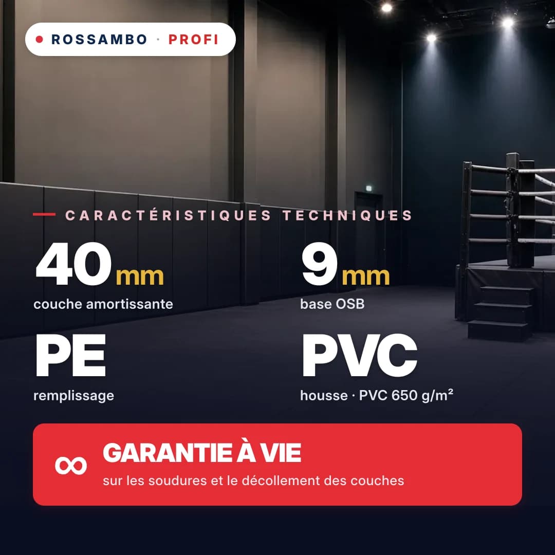 Protection murale PROFI, solution prête à l'emploi, OSB 9 mm + mousse PE + bâche PVC 650 g/m², 40 mm