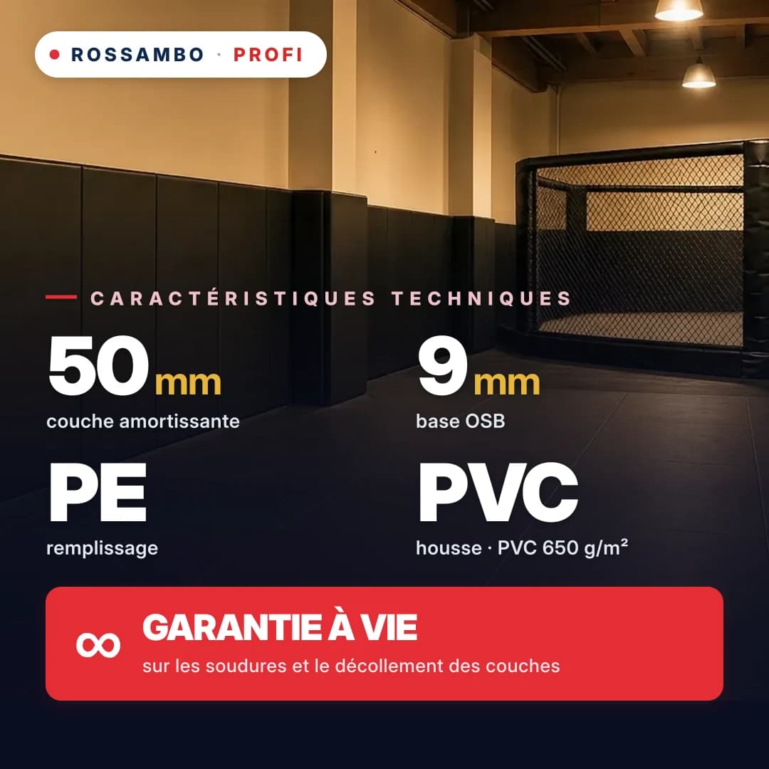 Protection murale PROFI, solution prête à l'emploi, OSB 9 mm + mousse PE + bâche PVC 650 g/m², 50 mm