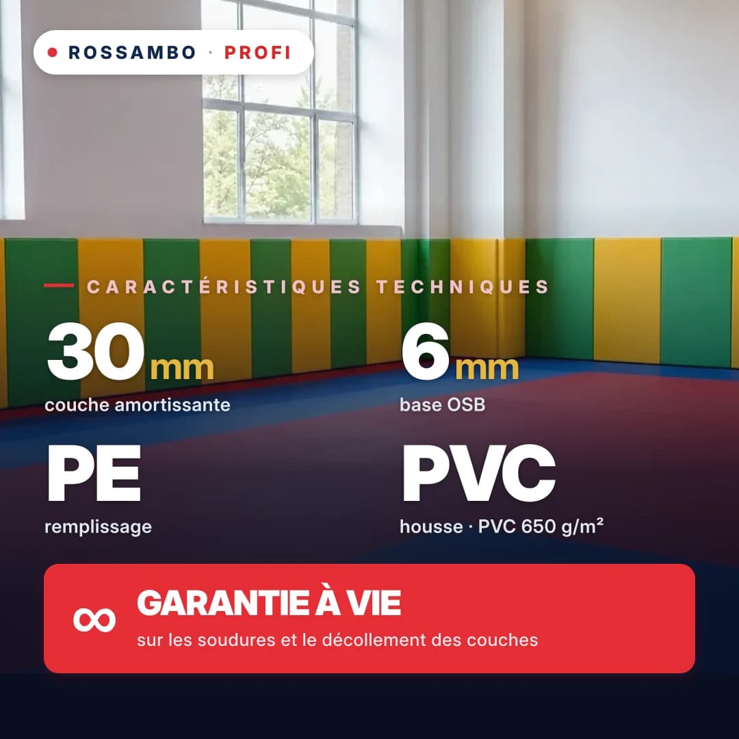 Protection murale PROFI, solution prête à l'emploi, OSB 6 mm + mousse PE + bâche PVC 650 g/m², 30 mm