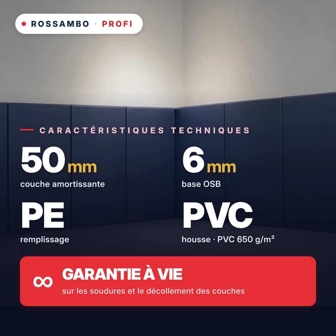 Protection murale PROFI, solution prête à l'emploi, OSB 6 mm + mousse PE + bâche PVC 650 g/m², 50 mm