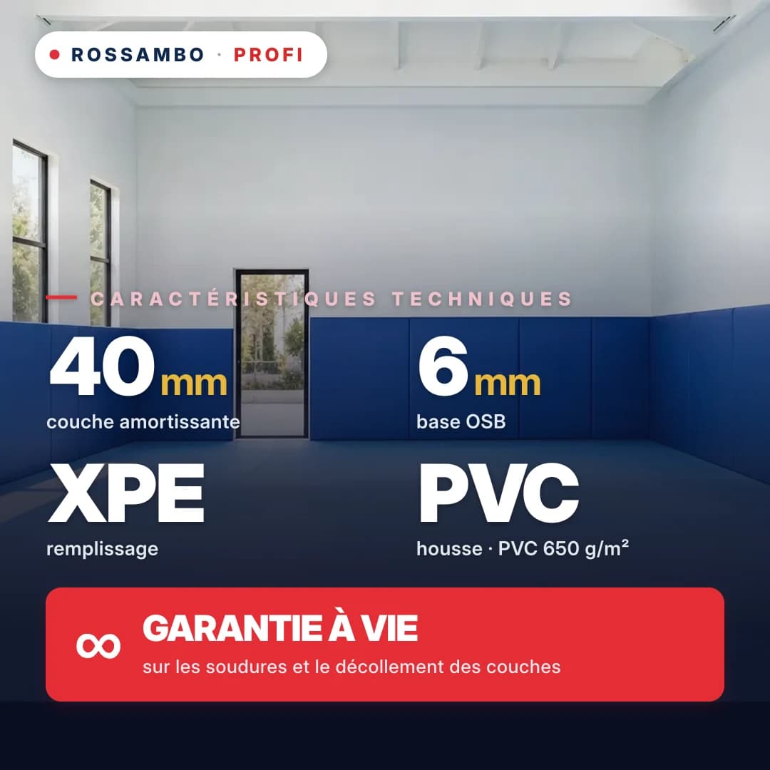 Protection murale PROFI, OSB 6 mm + mousse XPE (PE réticulée) 33 kg/m³ + bâche PVC, 40 mm