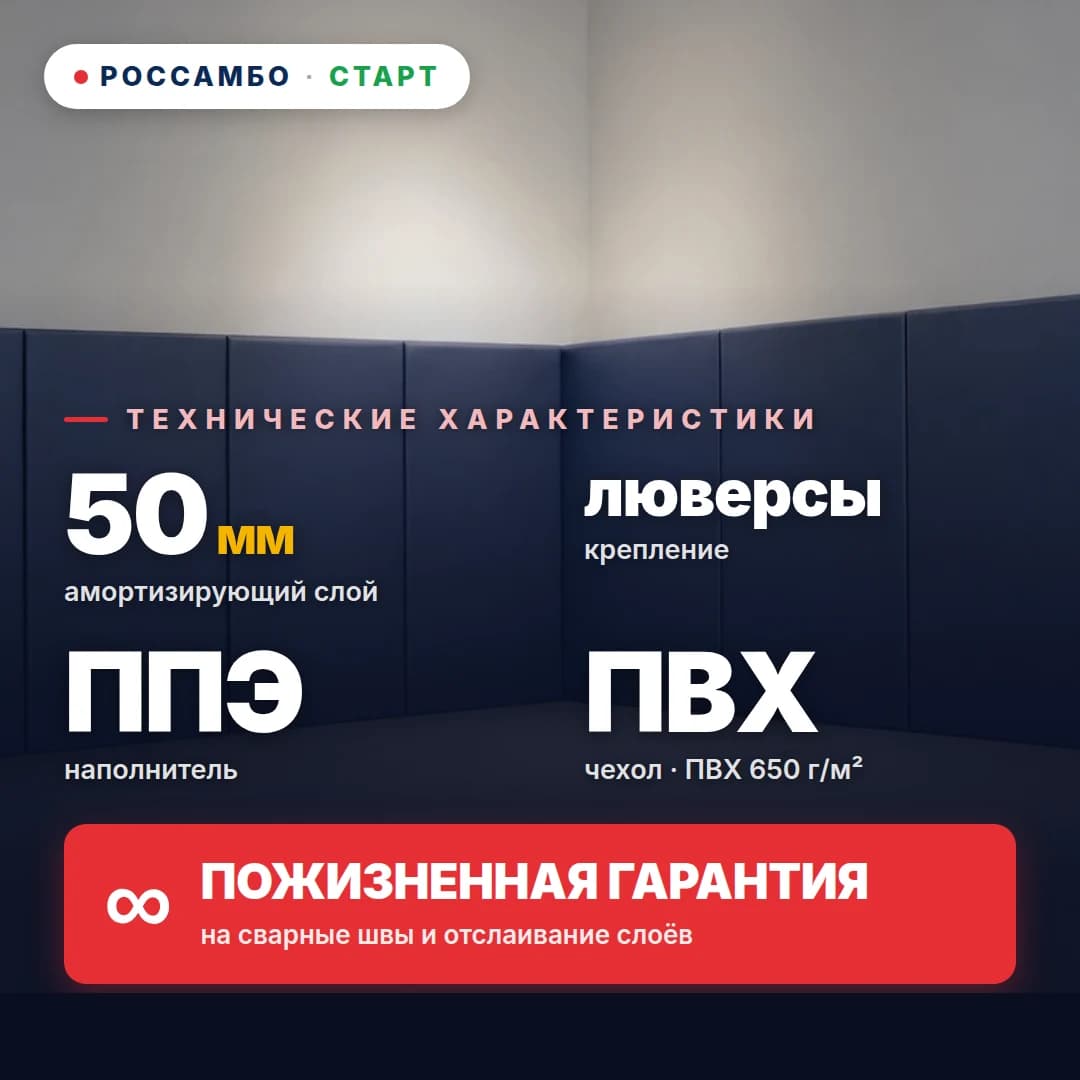 Стеновой протектор СТАРТ+, ППЭ лайт + ПВХ ткань 650 г/м², 50 мм