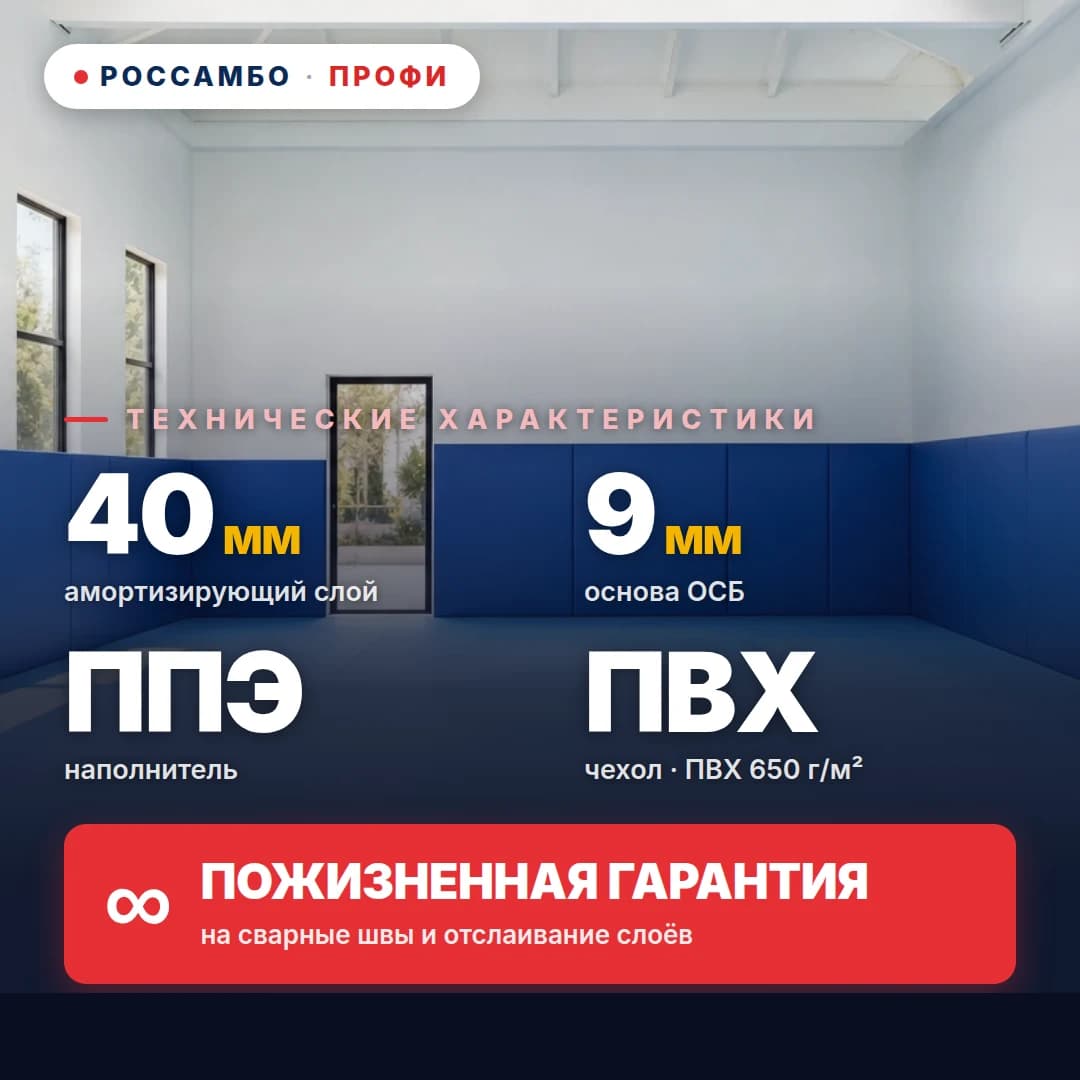 Стеновой протектор ПРОФИ, ОСБ 9 мм + мат ППЭ + ПВХ ткань 650 г/м², 40 мм