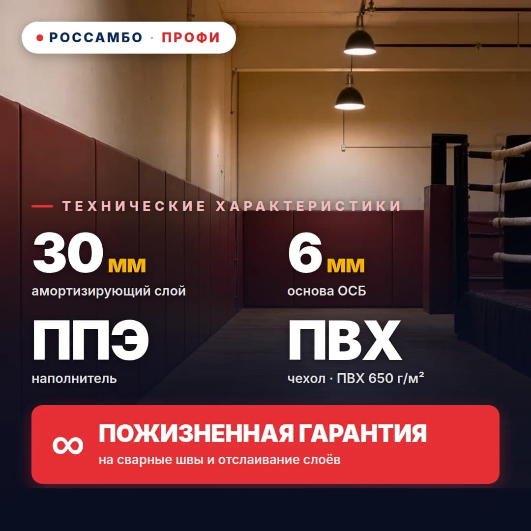 Стеновой протектор ПРОФИ, ОСБ 6 мм + мат ППЭ + ПВХ ткань 650 г/м², 30 мм