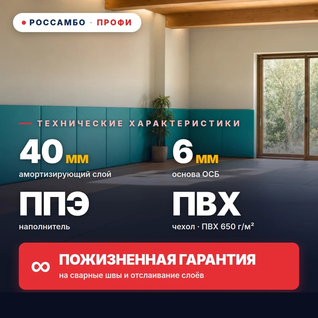 Стеновой протектор ПРОФИ, ОСБ 6 мм + мат ППЭ + ПВХ ткань 650 г/м², 40 мм