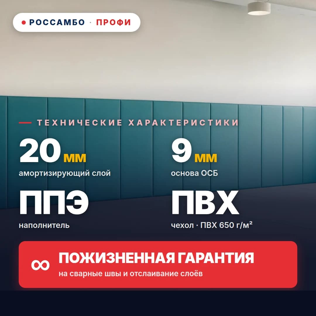Стеновой протектор ПРОФИ готовое решение, ОСБ 9 мм + мат ППЭ + ПВХ ткань 650 г/м², 20 мм