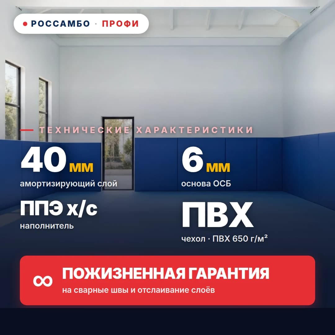 Стеновой протектор ПРОФИ, ОСБ 6 мм + ППЭ химсшитый 33 кг/м³ + ПВХ ткань, 40 мм