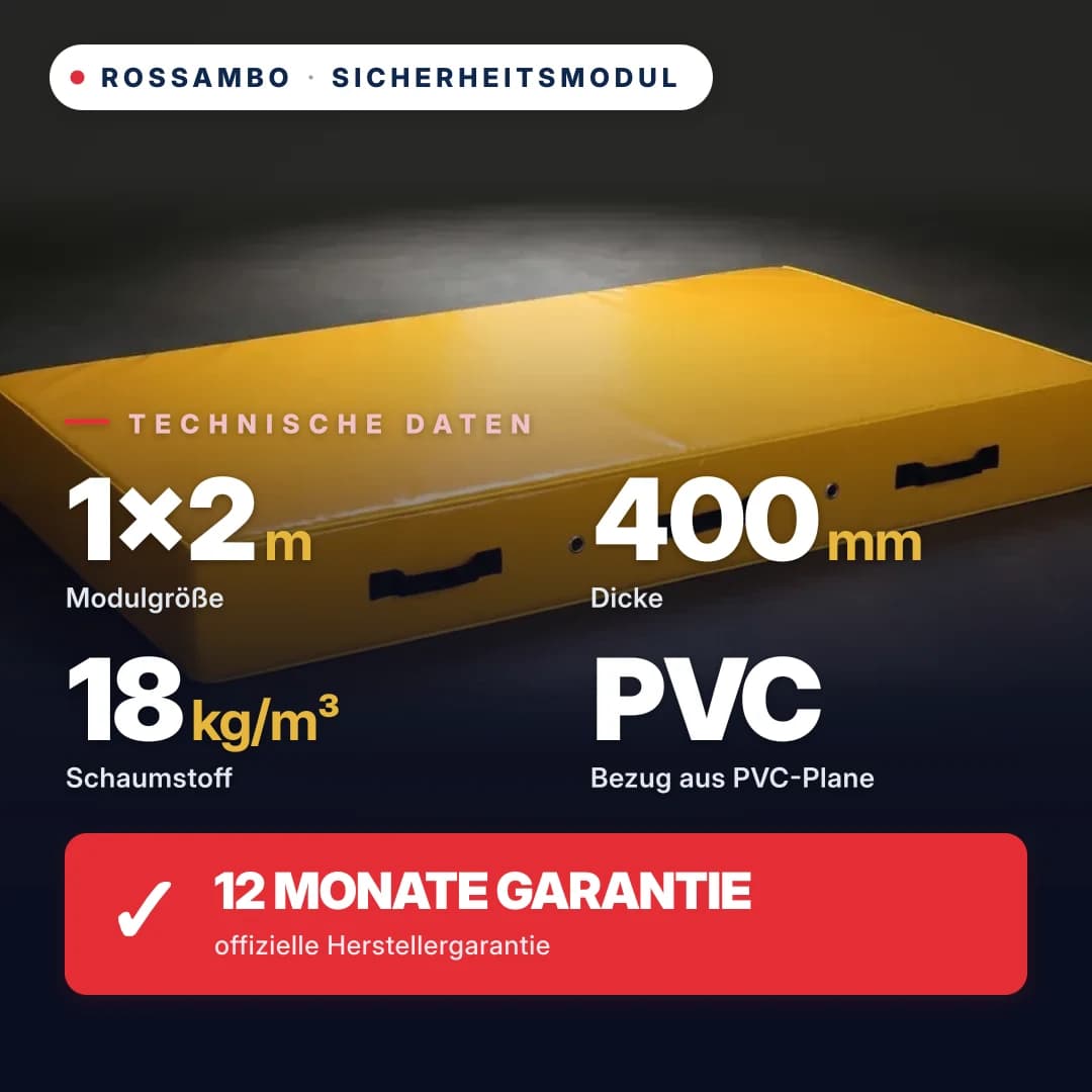Sicherheits-Schaumstoffmodul Schaumstoff 18 kg/m³, PVC-Bezug, 1×2×0,4 m