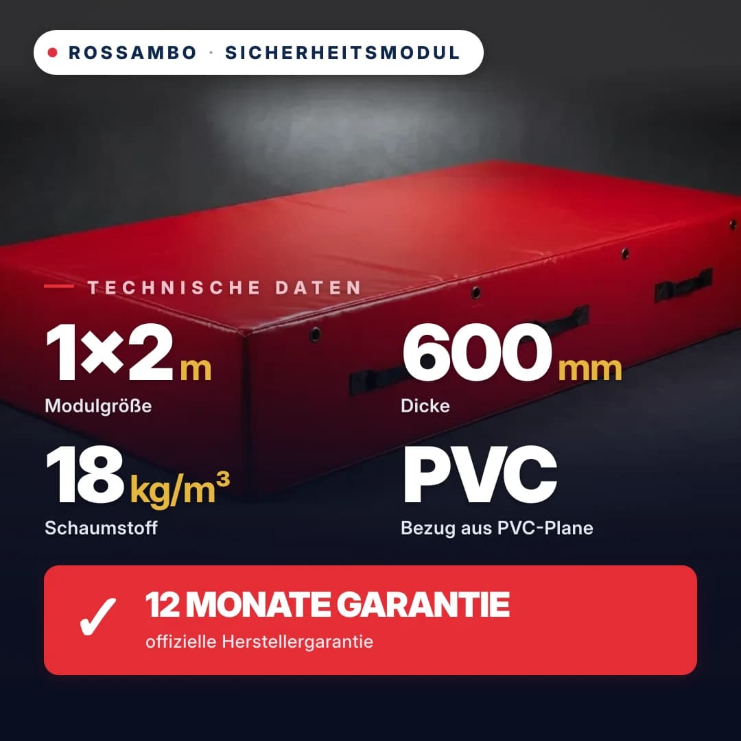 Sicherheits-Schaumstoffmodul Schaumstoff 18 kg/m³, PVC-Bezug, 1×2×0,6 m