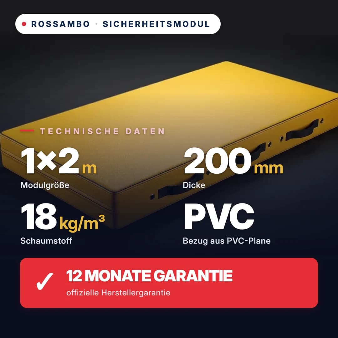 Sicherheits-Schaumstoffmodul, Schaumstoff 18 kg/m³, Kunstlederbezug, 1×2×0,2 m