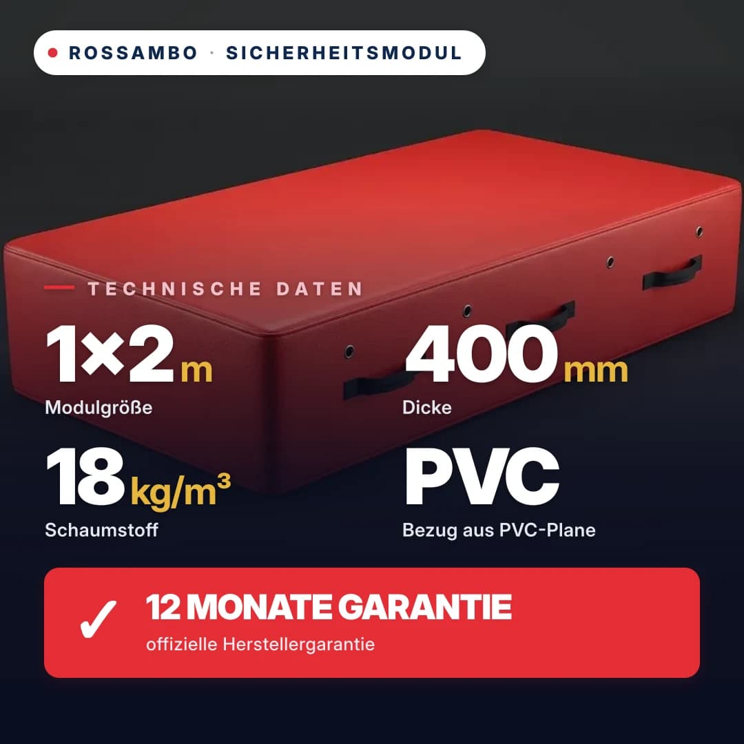 Sicherheits-Schaumstoffmodul, Schaumstoff 18 kg/m³, Kunstlederbezug, 1×2×0,4 m