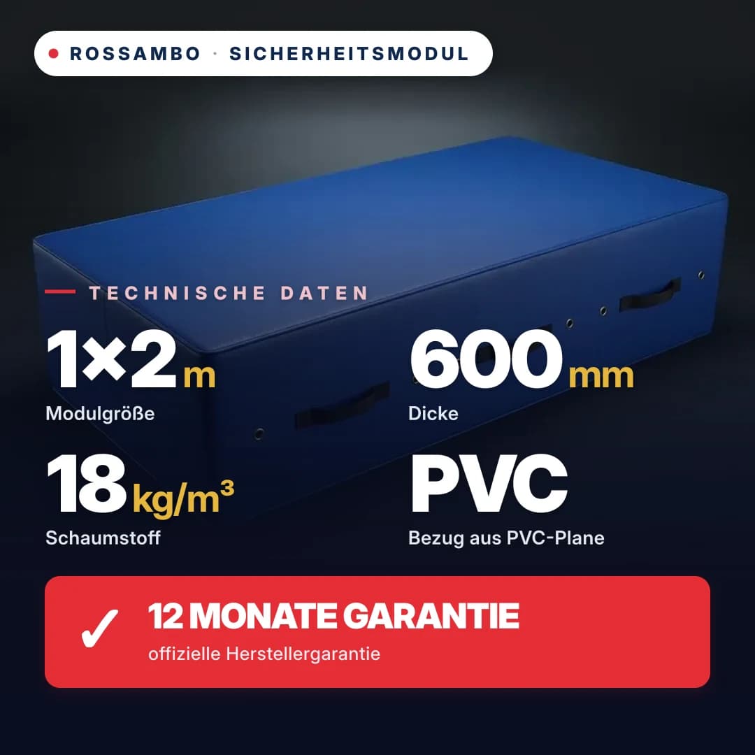 Sicherheits-Schaumstoffmodul, Schaumstoff 18 kg/m³, Kunstlederbezug, 1×2×0,6 m