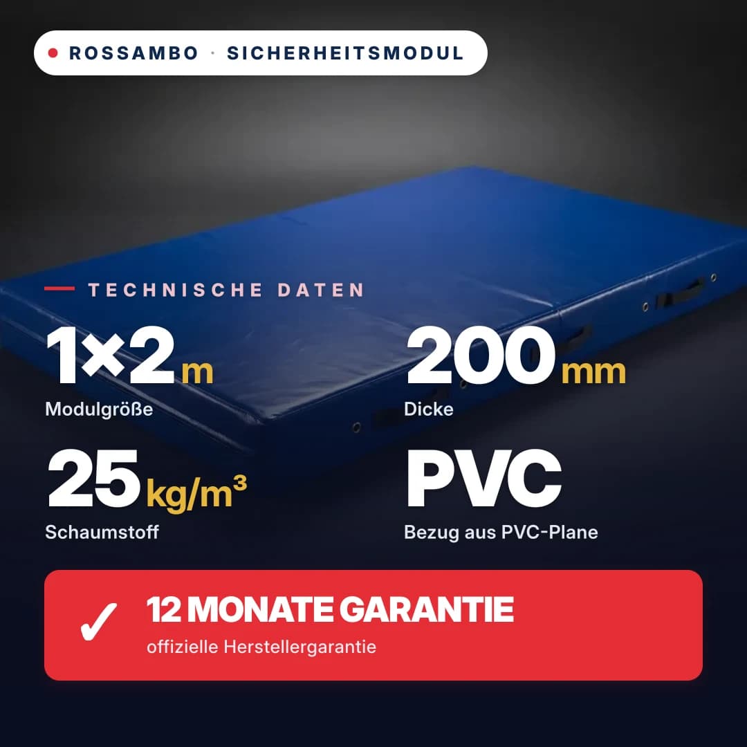 Sicherheits-Schaumstoffmodul, Schaumstoff 25 kg/m³, PVC-Bezug, 1×2×0,2 m
