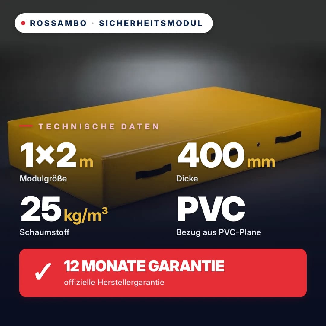Sicherheits-Schaumstoffmodul, Schaumstoff 25 kg/m³, PVC-Bezug, 1×2×0,4 m