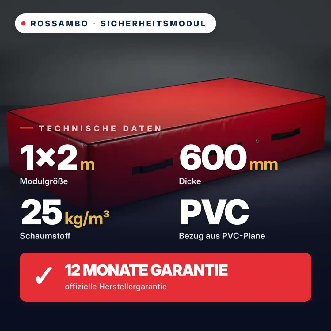 Sicherheits-Schaumstoffmodul, Schaumstoff 25 kg/m³, PVC-Bezug, 1×2×0,6 m