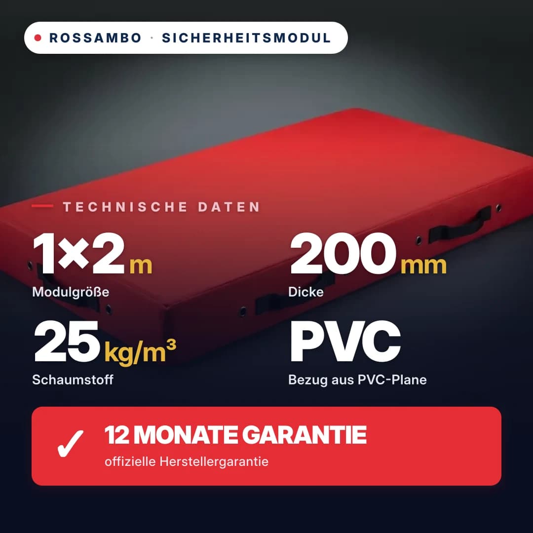 Sicherheits-Schaumstoffmodul, Schaumstoff 25 kg/m³, Oxford-Bezug, 1×2×0,2 m