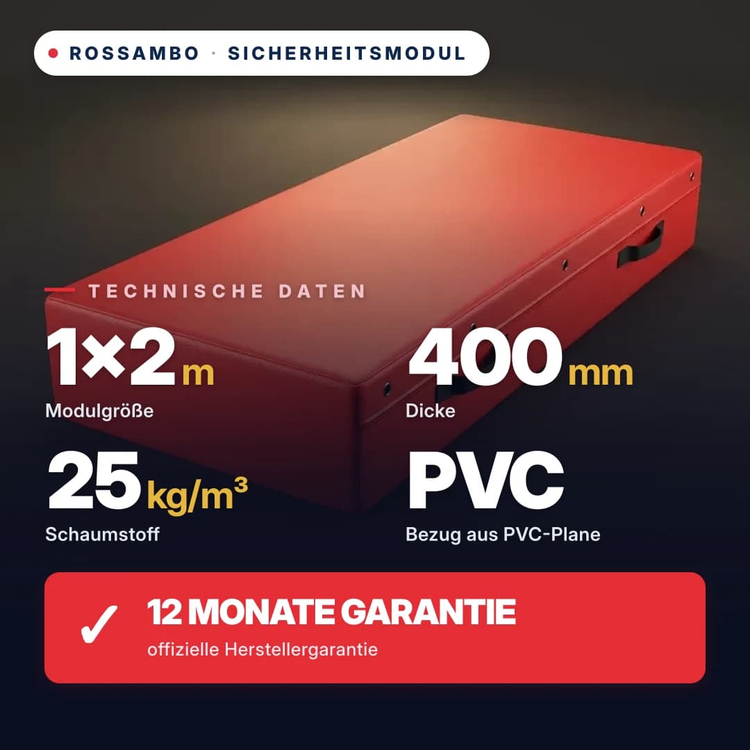 Sicherheits-Schaumstoffmodul, Schaumstoff 25 kg/m³, Kunstlederbezug, 1×2×0,4 m
