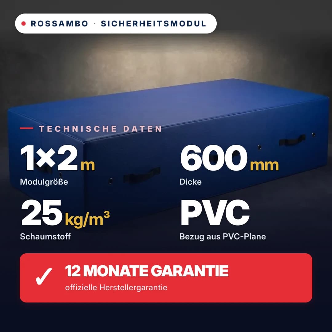 Sicherheits-Schaumstoffmodul, Schaumstoff 25 kg/m³, Kunstlederbezug, 1×2×0,6 m