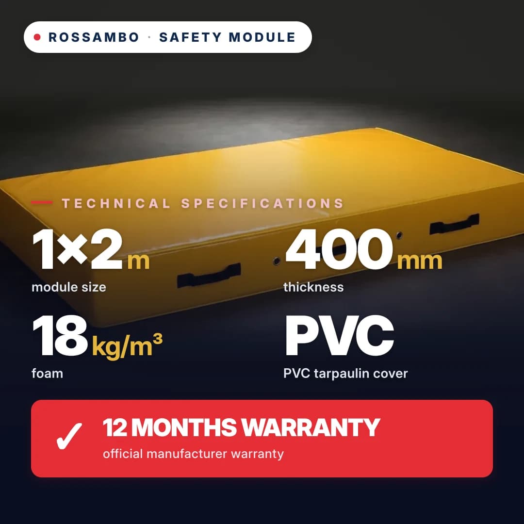 Safety foam module, 18 kg/m³ foam, PVC cover, 1×2×0.4 m