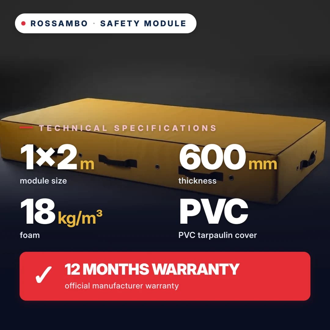 Safety foam module, 18 kg/m³ foam, Oxford cover, 1×2×0.6 m