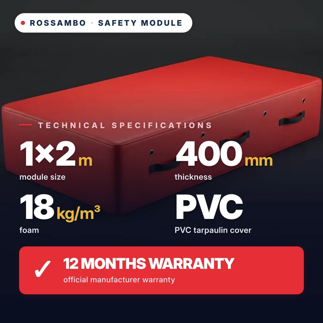 Safety foam module, 18 kg/m³ foam, eco-leather cover, 1×2×0.4 m
