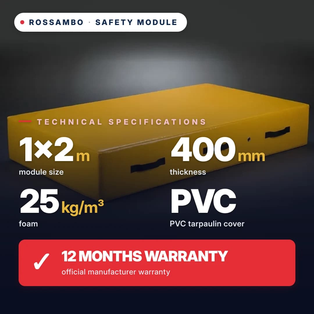 Safety foam module, 25 kg/m³ foam, PVC cover, 1×2×0.4 m