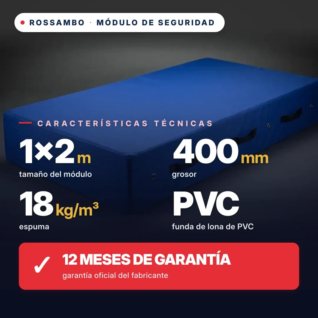 Módulo de seguridad de espuma 18 kg/m³, funda Oxford, 1×2×0,4 m