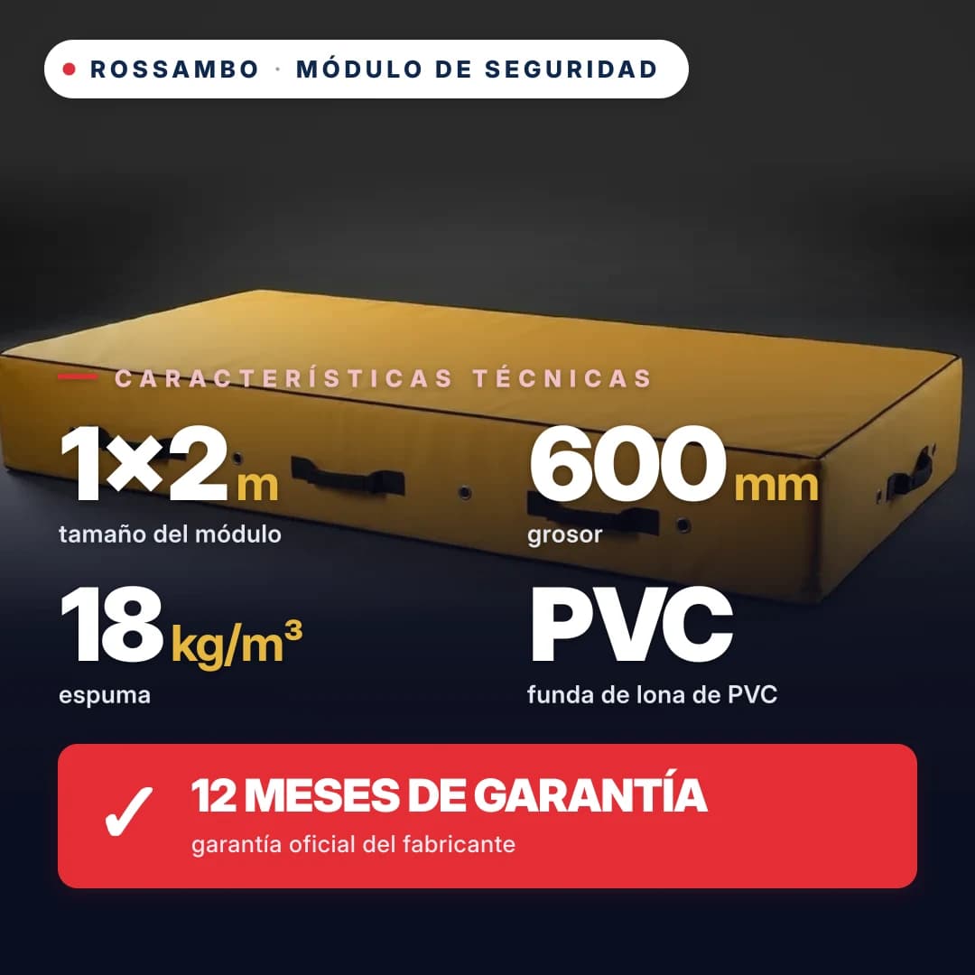 Módulo de seguridad de espuma de 18 kg/m³, funda Oxford, 1×2×0,6 m