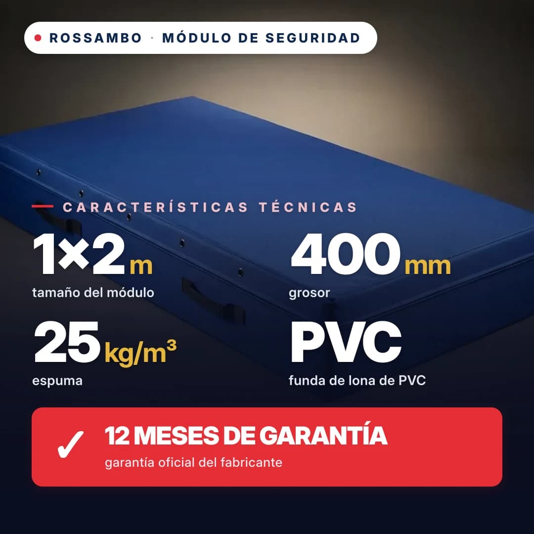 Módulo de seguridad de espuma de 25 kg/m³, funda Oxford, 1×2×0,4 m