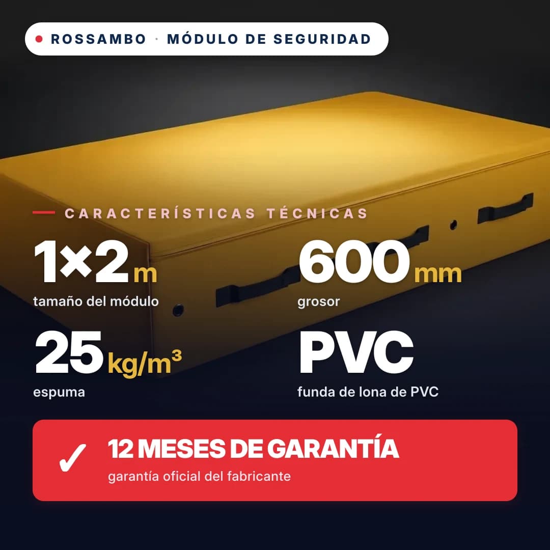 Módulo de seguridad de espuma de 25 kg/m³, funda Oxford, 1×2×0,6 m
