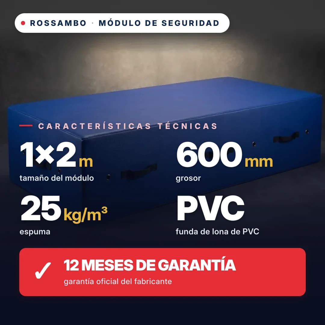 Módulo de seguridad de espuma de 25 kg/m³, funda de piel ecológica, 1×2×0,6 m