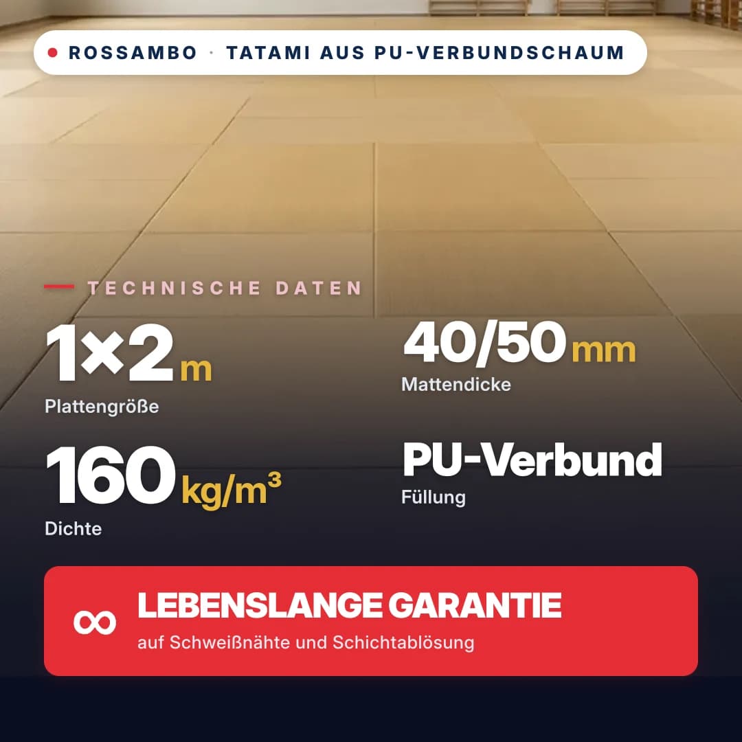 Tatami PU-Verbundschaum Baumwolle 160 kg/m³ 1×2 m