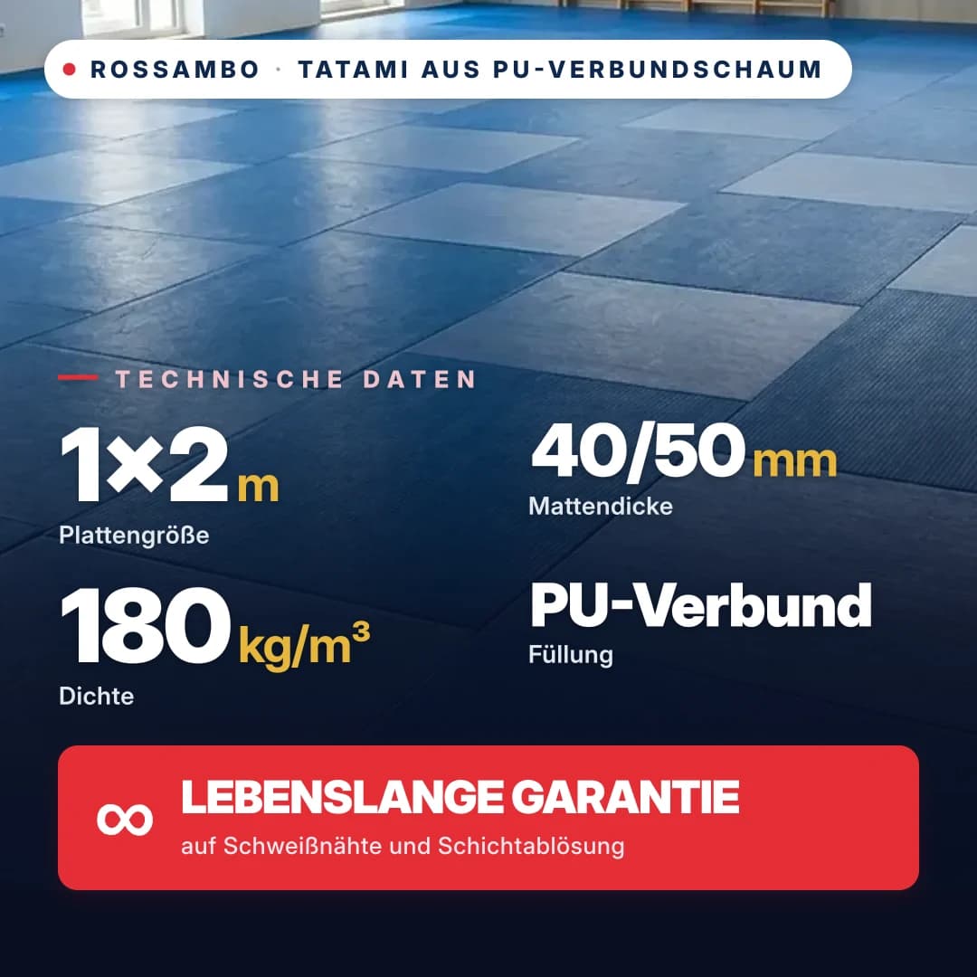 Tatami PU-Verbundschaum Baumwolle 180 kg/m³ 1×2 m