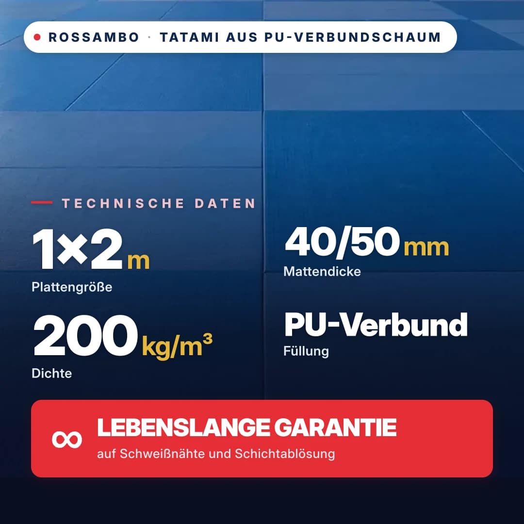 Tatami PU-Verbundschaum Baumwolle 200 kg/m³ 1×2 m