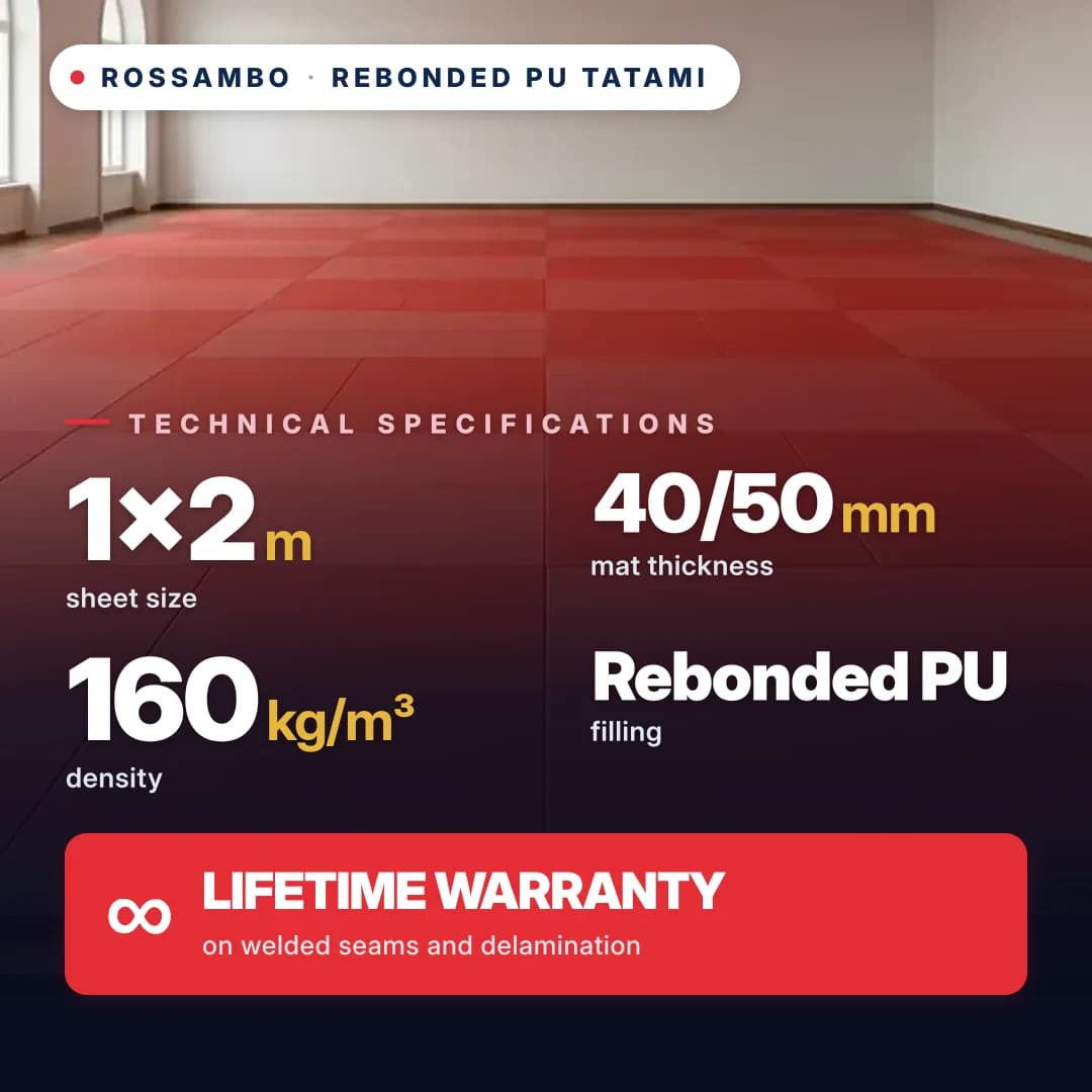Tatami, rebonded PU foam, open bottom, 160 kg/m³, 1×2 m