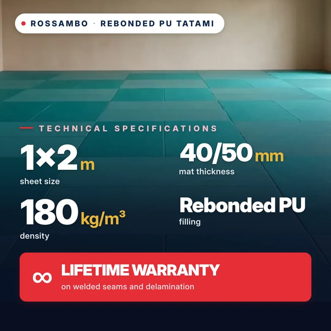 Tatami, rebonded PU foam, open bottom, 180 kg/m³, 1×2 m