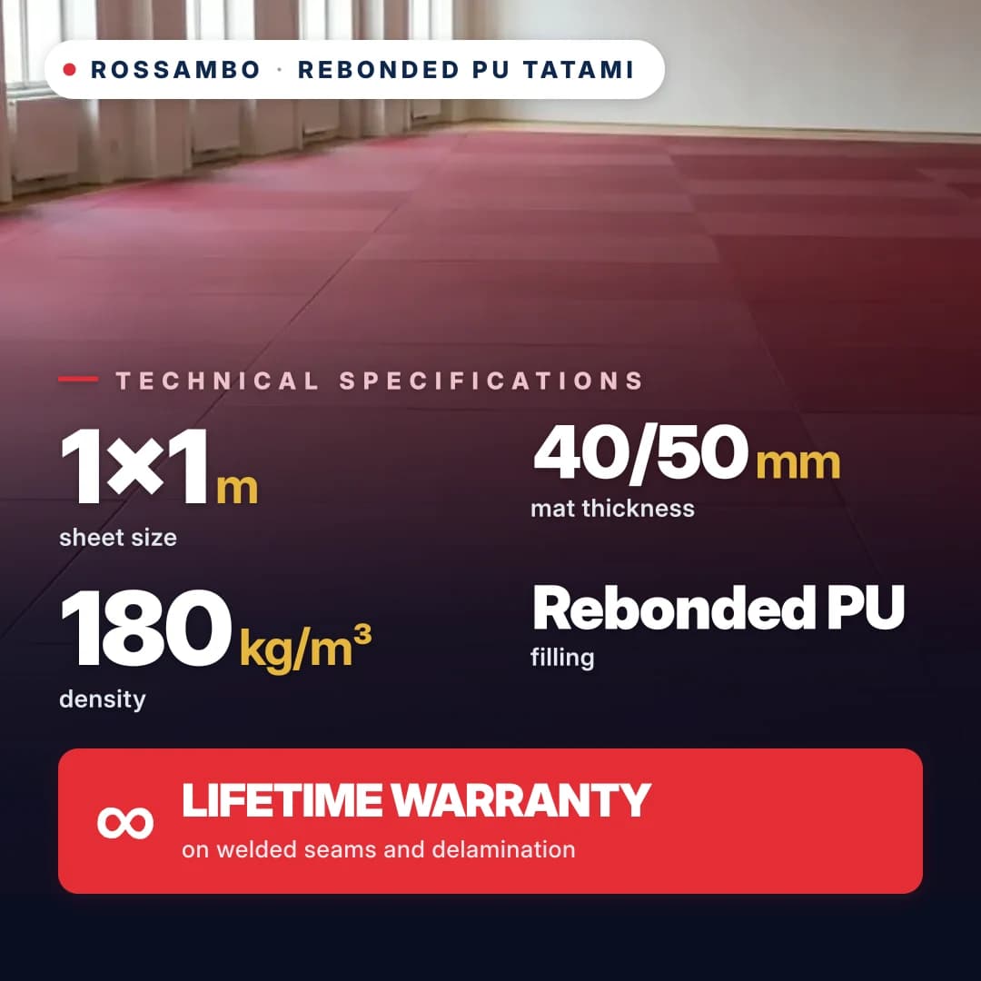 Rebonded PU foam anti-slip RHOMBUS tatami 180 kg/m³ 1×1 m