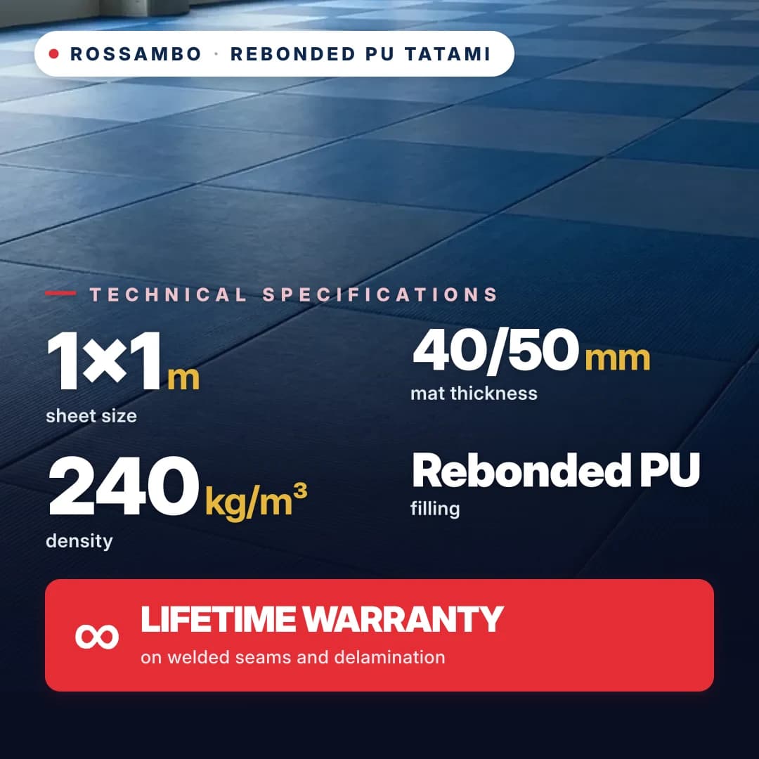 Rebonded PU foam anti-slip RHOMBUS tatami 240 kg/m³ 1×1 m