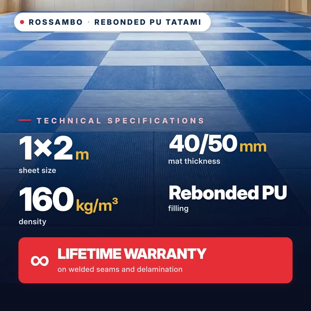 Rebonded PU foam anti-slip RHOMBUS tatami 160 kg/m³ 1×2 m