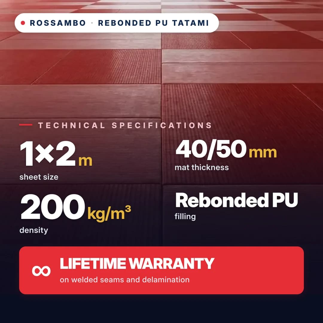 Rebonded PU foam anti-slip RHOMBUS tatami 200 kg/m³ 1×2 m