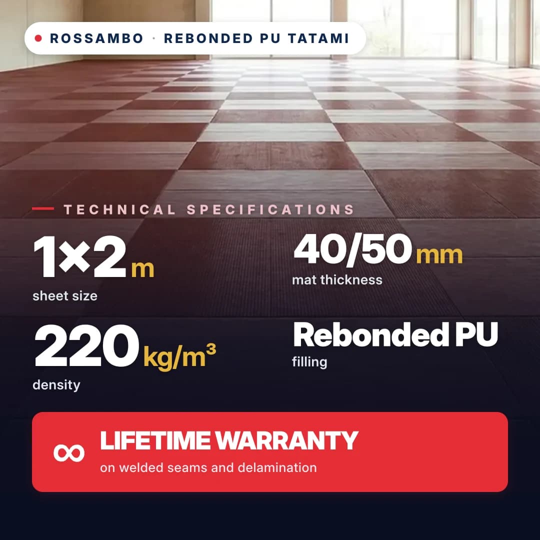 Rebonded PU foam anti-slip RHOMBUS tatami 220 kg/m³ 1×2 m