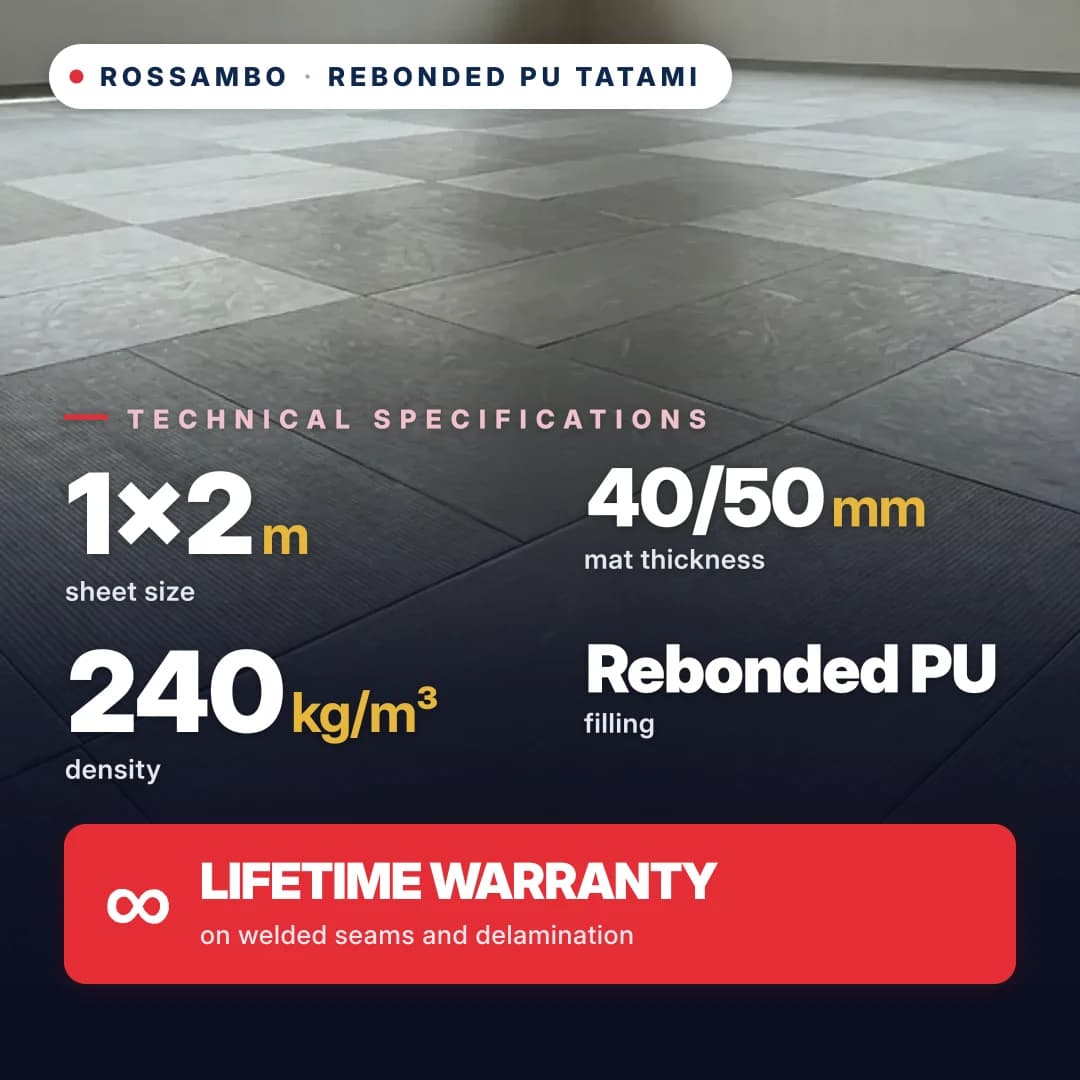Rebonded PU foam anti-slip RHOMBUS tatami 240 kg/m³ 1×2 m