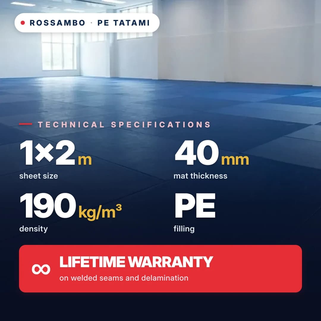 PE foam tatami, monoblock, 40 mm, density 190 kg/m³, 1×2 m