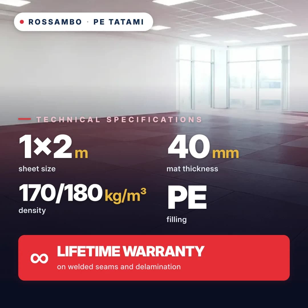 Layered PE foam tatami 40 mm (10+20+10), density 170/180 kg/m³, 1×2 m