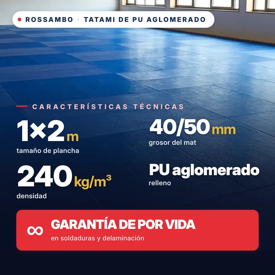 Tatami PU aglomerada fondo abierto 240 kg/m³ 1×2 m