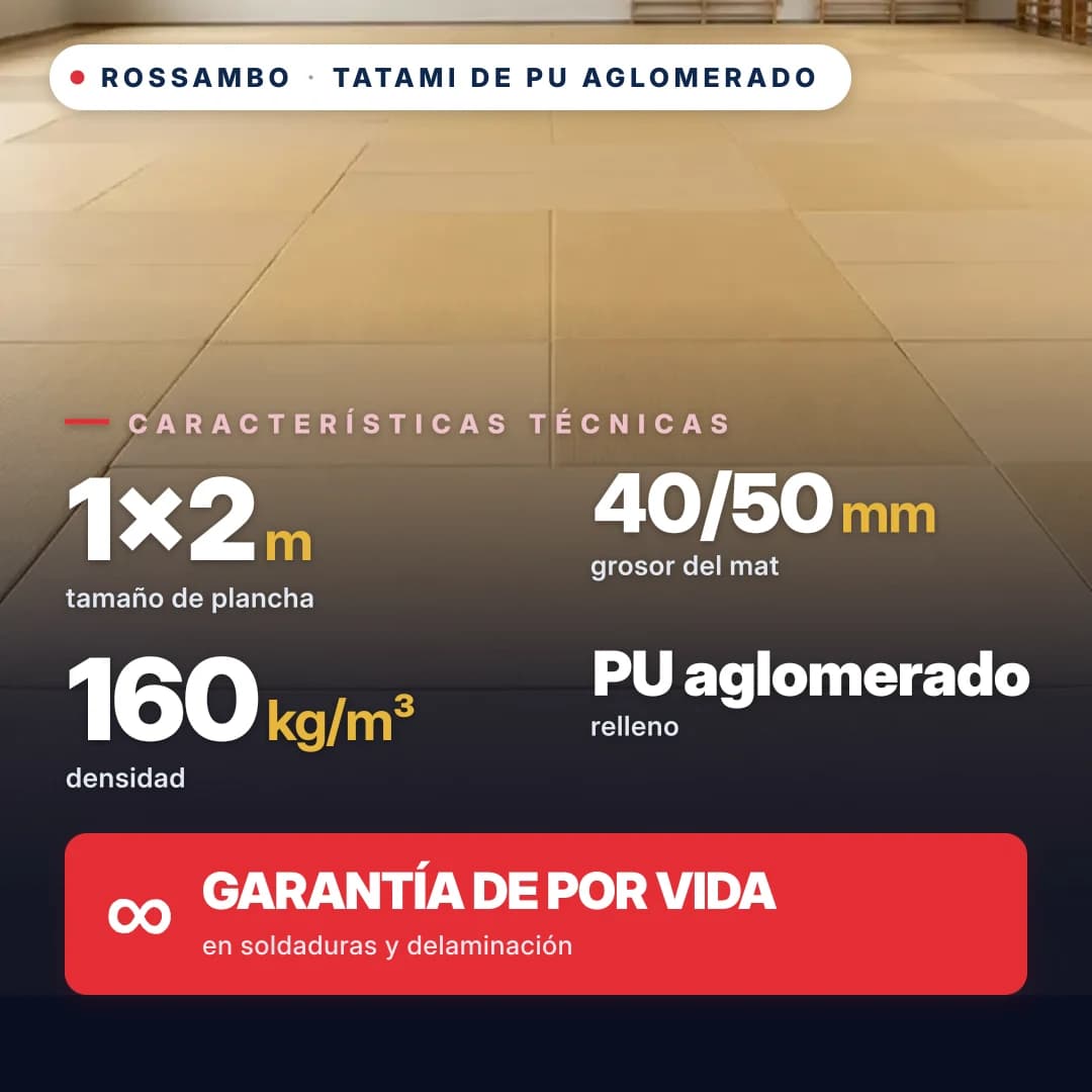 Tatami PU aglomerada algodón 160 kg/m³ 1×2 m