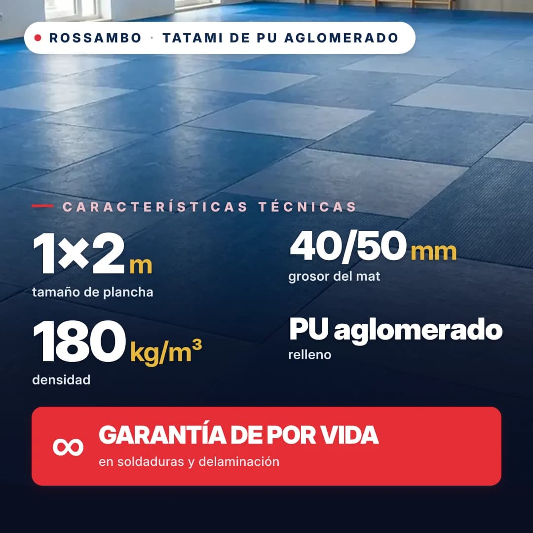 Tatami PU aglomerada algodón 180 kg/m³ 1×2 m