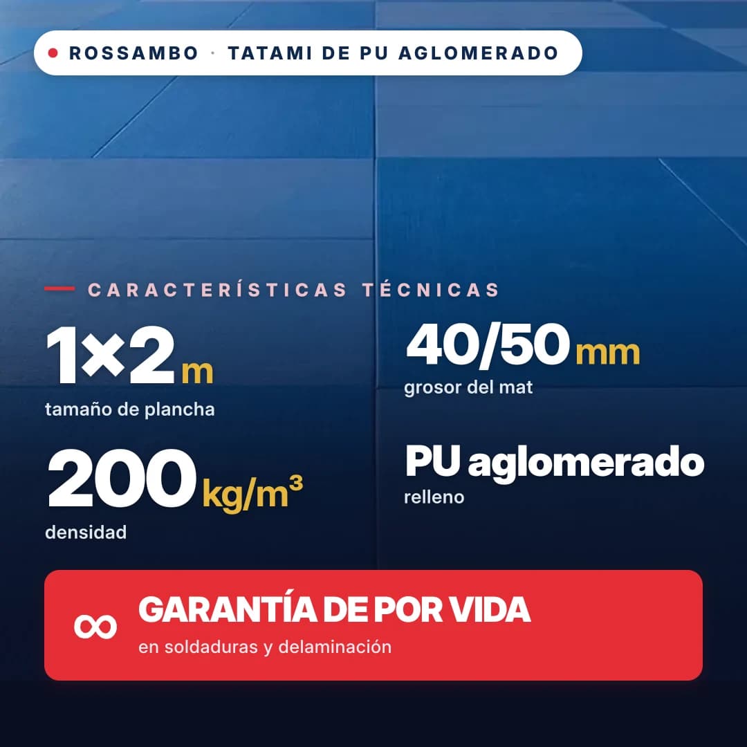 Tatami PU aglomerada algodón 200 kg/m³ 1×2 m